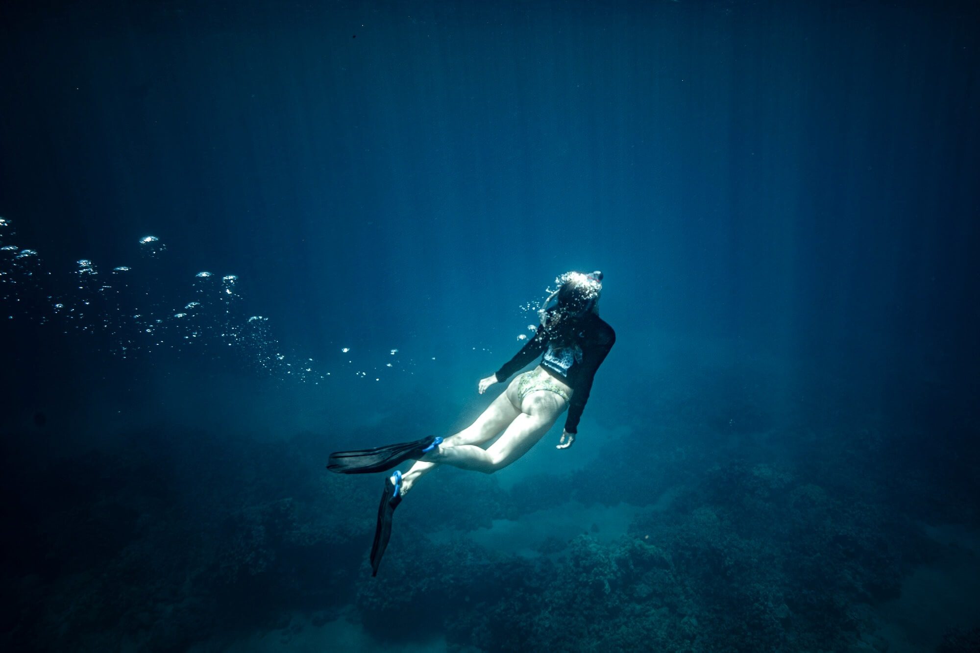 Carly Wallace snorkeling in the waters near Big Island, Hawaii shot by Jake Landon Schwartz | photo by jake landon schwartz
